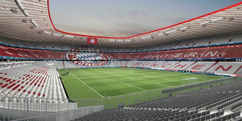 Allianz Arena đẹp lung linh mỗi khi Hùm xám ra sân