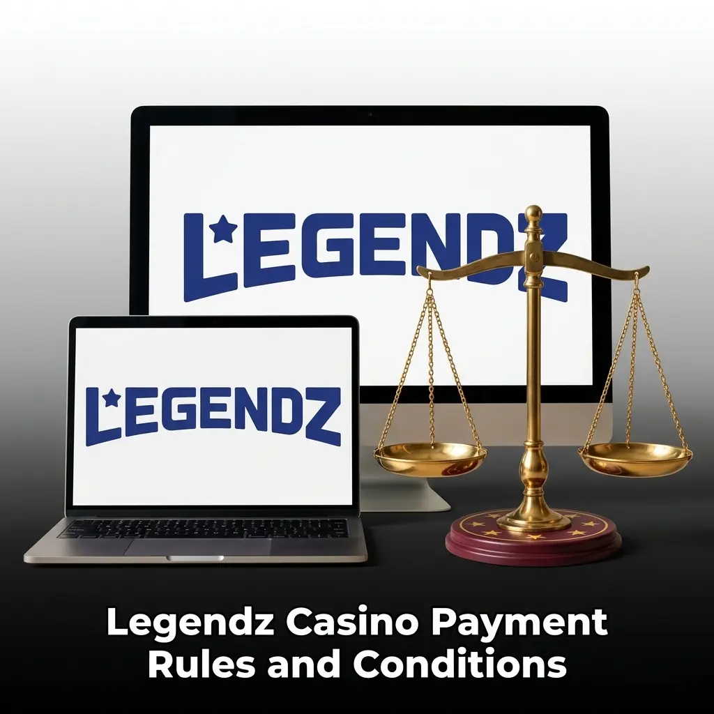 Legendz Casino payment rules showing KYC verification, withdrawal limits, and bonus wagering conditions for US players