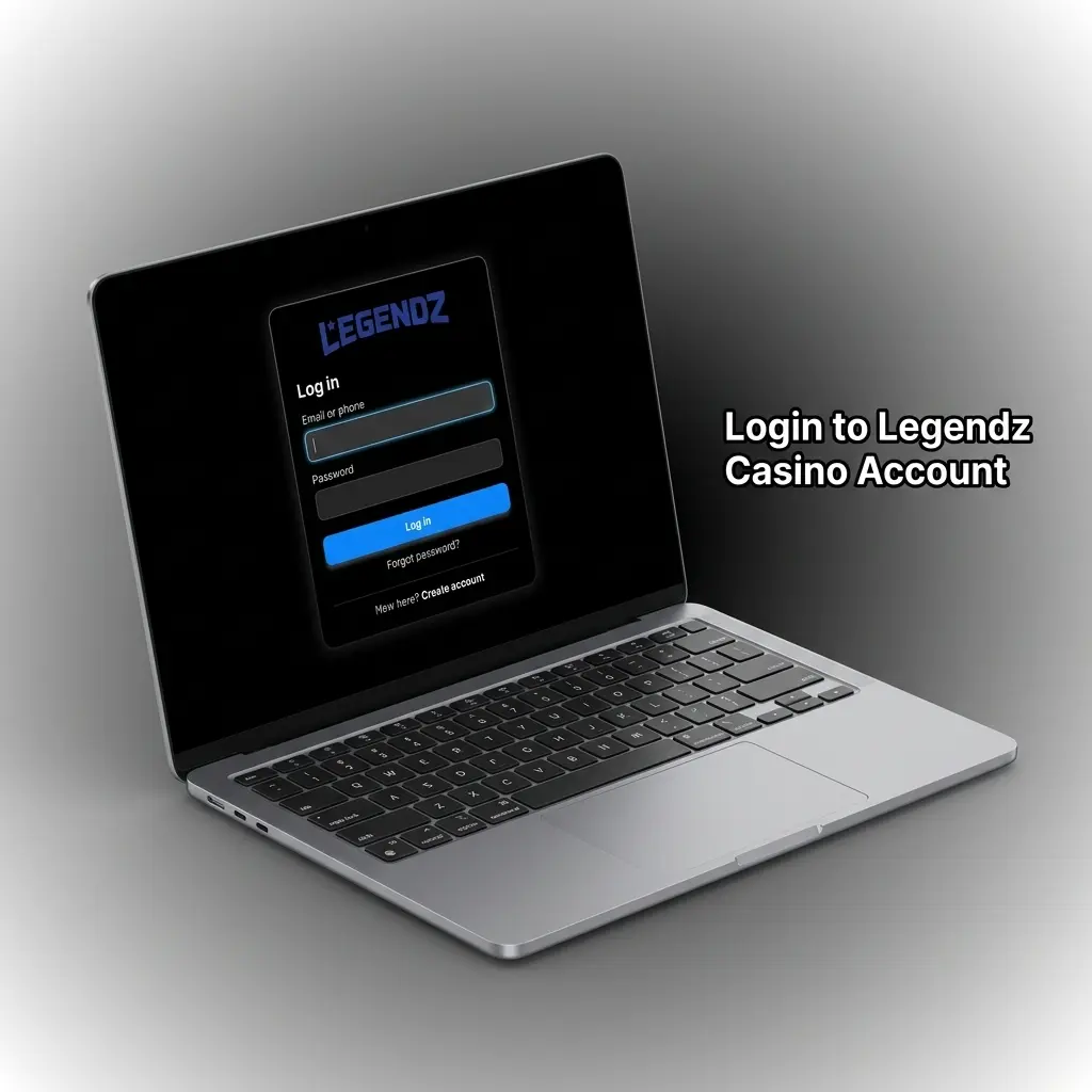 Legendz Casino login panel showing email and password fields with Log In button for quick account access